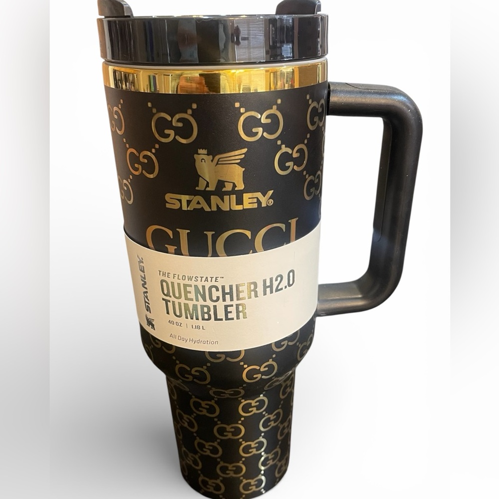 Stanley 40 oz Tumbler With Iconic logo Black and Gold
